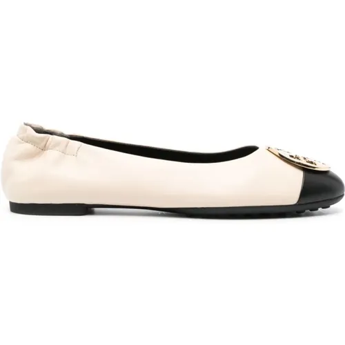 Cremefarbene Leder-Ballerina , Damen, Größe: 39 1/2 EU - TORY BURCH - Modalova