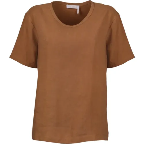 Leinen und Seiden T-Shirt, Regular Fit - Chloé - Modalova