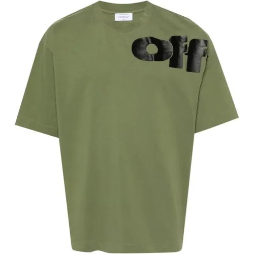Grünes Kleeblatt Logo T-Shirt , Herren, Größe: S - Off White - Modalova