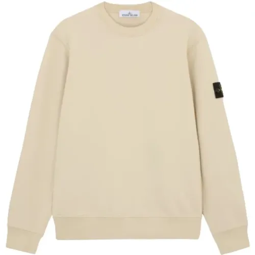 Baumwoll Fleece Rundhals Sweatshirt , Herren, Größe: S - Stone Island - Modalova