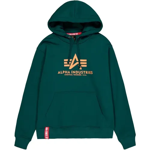 Klassischer Herren-Hoodie mit verstellbarer Kapuze , Herren, Größe: M - alpha industries - Modalova