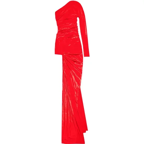 Rotes One-Shoulder Drapiertes Kleid Aw24 - Balenciaga - Modalova