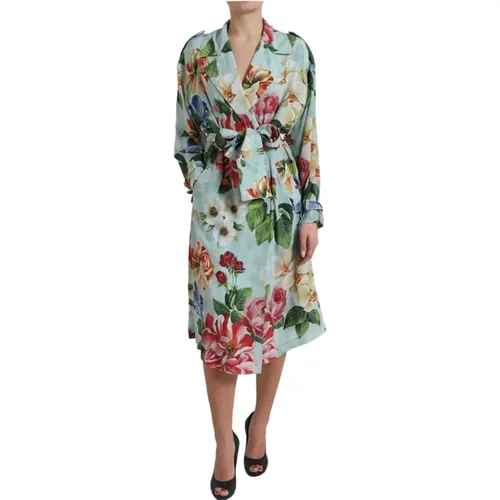Floral Silk Trench Coat Jacket , female, Sizes: XL, XS, 2XS, L - Dolce & Gabbana - Modalova