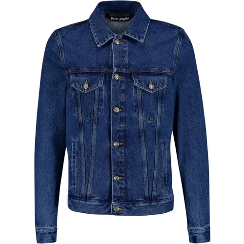 Geprägte Monogramm Denim Jacke - Palm Angels - Modalova