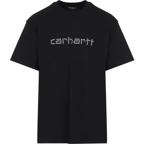 Schwarzes Nieten-Skript T-Shirt , Herren, Größe: L - Carhartt WIP - Modalova