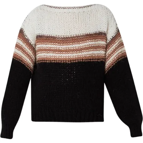 Striped Crochet Sweater with Lurex Detail , female, Sizes: S - Liu Jo - Modalova