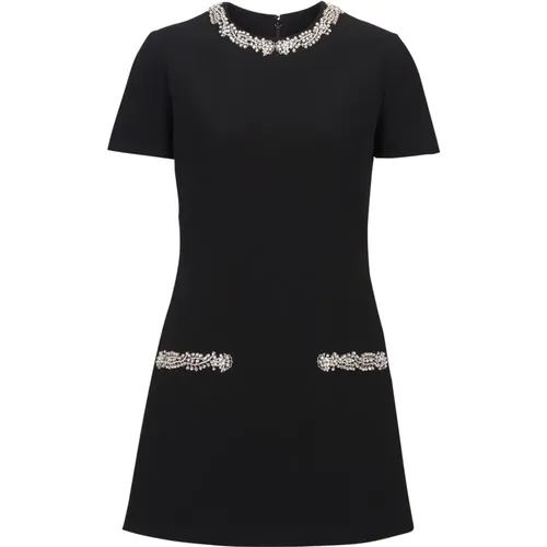 Embroidered crepe shift dress , female, Sizes: L, M - Balmain - Modalova