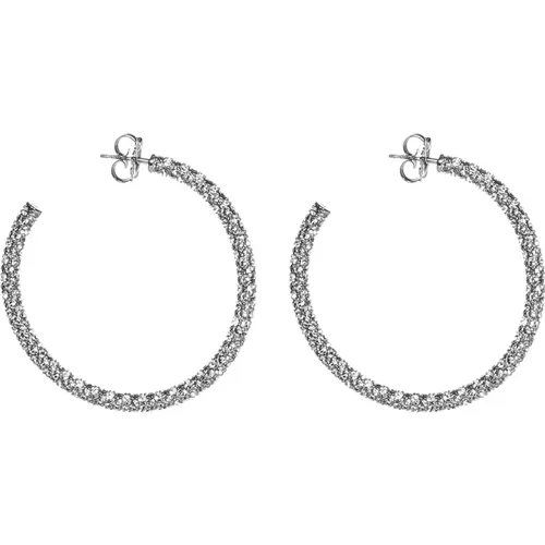 Crystal Hoop Earrings Silver , female, Sizes: ONE SIZE - Amina Muaddi - Modalova