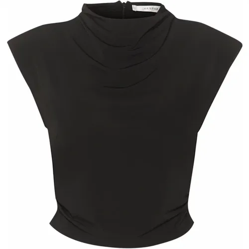 Moderne Schwarze Top-Bluse , Damen, Größe: L - Gestuz - Modalova