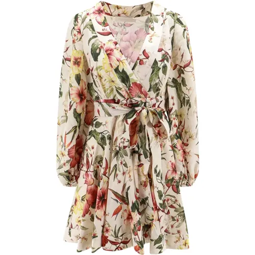 Floral Print Linen Dress , female, Sizes: L - Zimmermann - Modalova