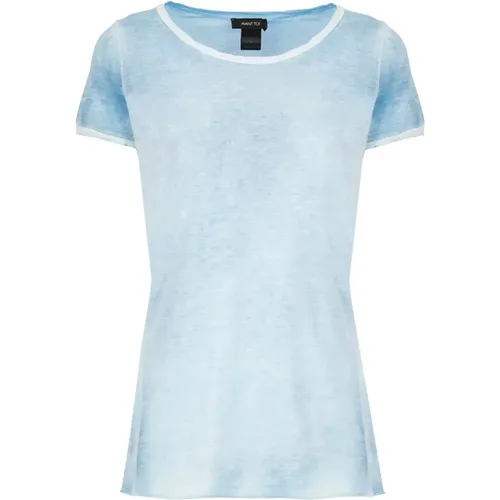 Hellblaues Baumwoll-T-Shirt für Frauen , Damen, Größe: M - Avant Toi - Modalova