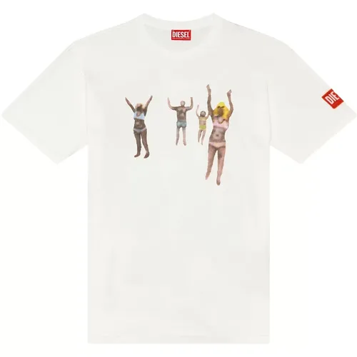 T-Shirt mit Airbrush-Body-Prints , Damen, Größe: M - Diesel - Modalova