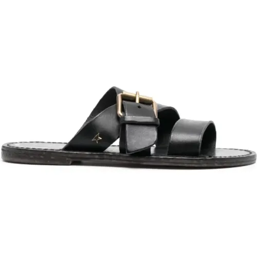 Leather Slide Sandals with Buckle Closure , female, Sizes: 4 UK - Golden Goose - Modalova