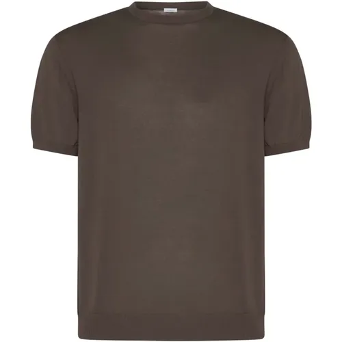 Light Brown Cotton Crewneck T-shirt , male, Sizes: XL, M, L - Malo - Modalova
