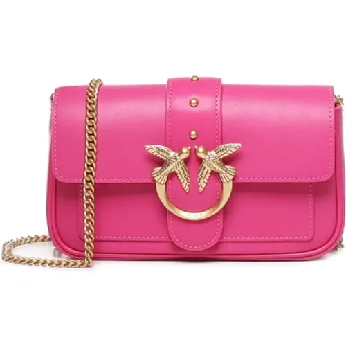 Love Birds Leder Tasche Rosa , Damen, Größe: ONE Size - pinko - Modalova