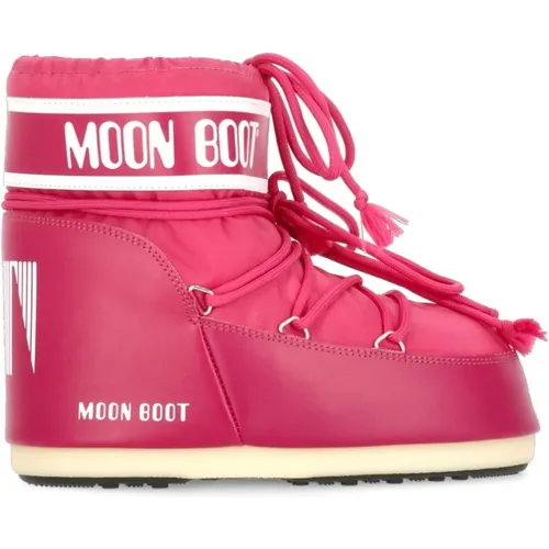 Fuchsia Wasserdichte Stiefeletten mit Kordelzug , Damen, Größe: 36 EU - moon boot - Modalova