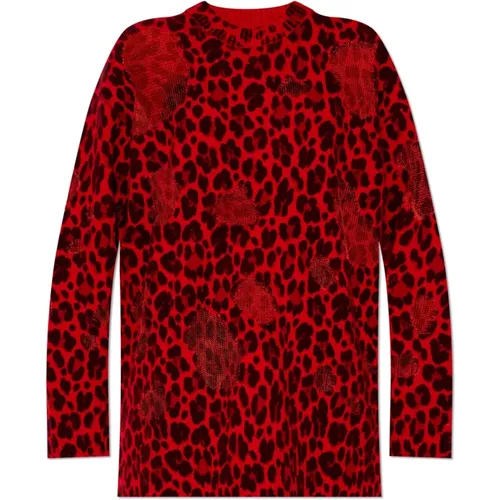 Leopard Print Sweater , female, Sizes: XS - Versace - Modalova