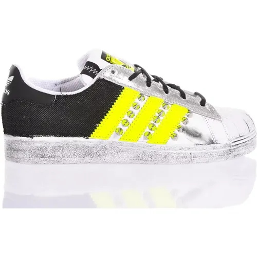 Fluorescent Black Sneakers Customized , male, Sizes: 8 UK, 2 2/3 UK, 11 1/3 UK, 7 1/3 UK, 6 UK, 6 2/3 UK, 12 2/3 UK, 5 1/3 UK, 12 UK, 8 2/3 UK, 2 UK, - Adidas - Modalova