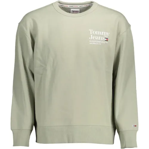 Grüner Bio-Baumwollpullover mit Logo-Print , Herren, Größe: XL - Tommy Hilfiger - Modalova