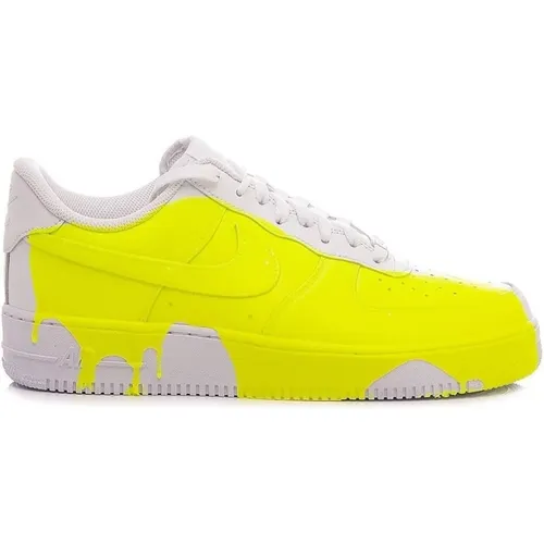 Individuelle Air Force 1 07 Weiß Gelb Fluoreszierend , Herren, Größe: 43 EU - Nike - Modalova