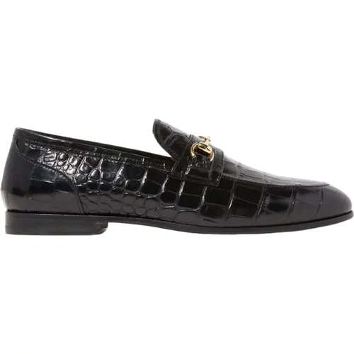 Schwarzer Croco Horsebit Loafer , Herren, Größe: 40 EU - Scarosso - Modalova