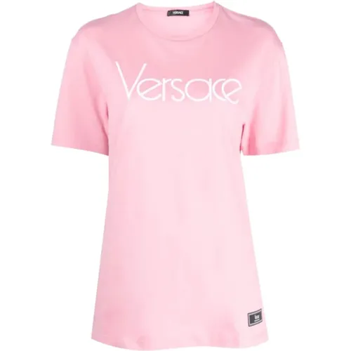 Stilvolle Rosa T-Shirts Polos für Frauen , Damen, Größe: XS - Versace - Modalova