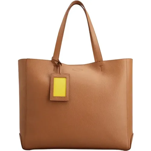 Braune Leder-Shoppingtasche mit Schultergriffen - TOD'S - Modalova