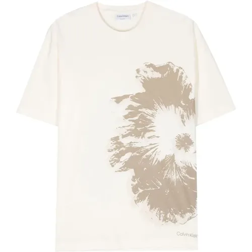 Nachtblume Grafik T-Shirt , Herren, Größe: L - Calvin Klein - Modalova