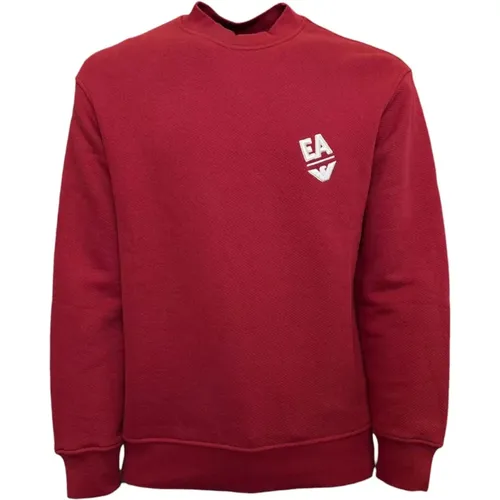 Roter Sweatshirt mit Besticktem Logo , Herren, Größe: L - Emporio Armani - Modalova