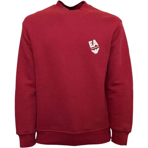 Roter Sweatshirt mit Besticktem Logo , Herren, Größe: S - Emporio Armani - Modalova