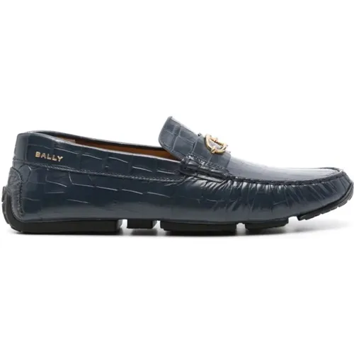 Marineblaue Krokodilleder Loafers Herren , Herren, Größe: 44 EU - Bally - Modalova