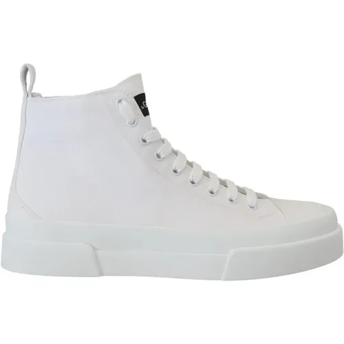 Weiße Canvas High Top Sneakers , Herren, Größe: 45 EU - Dolce & Gabbana - Modalova