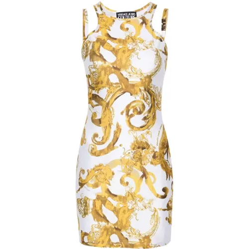 Watercolor Baroque White Dress , female, Sizes: S - Versace Jeans Couture - Modalova