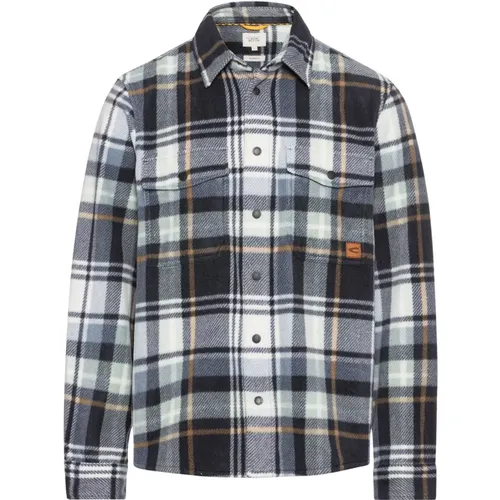 Plaid Overshirt , male, Sizes: XL, L - camel active - Modalova