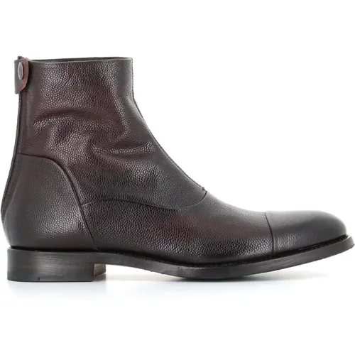 Dark Leather Boots with Zipper and Button Closure , male, Sizes: 8 UK, 8 1/2 UK - Alberto Fasciani - Modalova