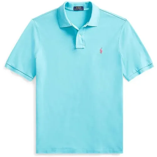 Hellblaues Polo-Shirt mit Kragen , Herren, Größe: M - Ralph Lauren - Modalova
