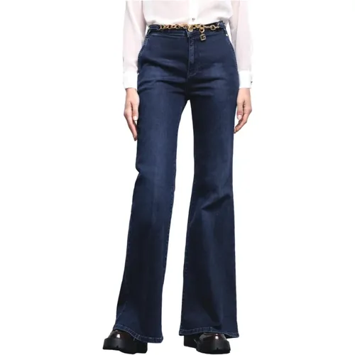 Blaue Palazzo-Jeans mit Juwelkette , Damen, Größe: W25 - Gaëlle Paris - Modalova