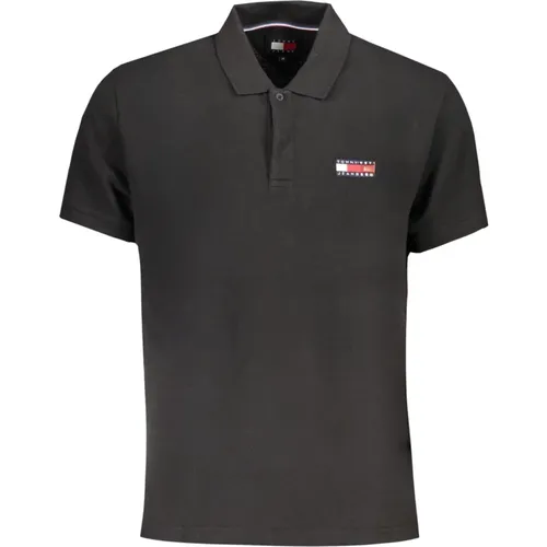 Schwarzes Poloshirt mit kurzen Ärmeln , Herren, Größe: L - Tommy Hilfiger - Modalova