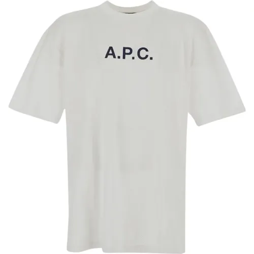 Mesh Baumwoll T-Shirt mit dunkelblauem Logo - A.p.c. - Modalova
