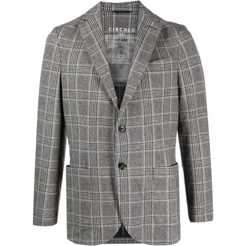 Check-Print Single-Breast Blazer , male, Sizes: M - Circolo 1901 - Modalova