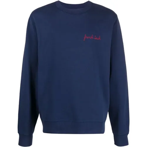 Bestickter Slogan Pullover Navy Blau - Maison Labiche - Modalova