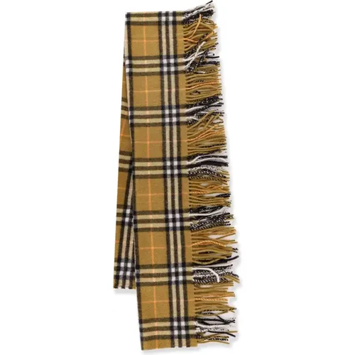 Cashmere Scarf with Frayed Profiles , female, Sizes: ONE SIZE - Burberry - Modalova