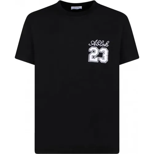 Schwarzes Skate T-Shirt mit Besticktem Logo , Herren, Größe: L - Off White - Modalova