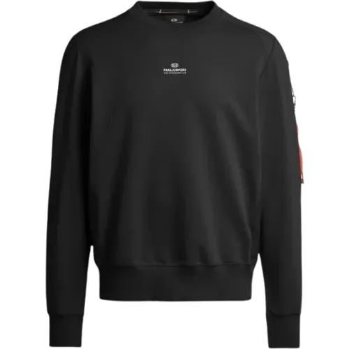 Basic Schwarzer Pullover mit Rundhals und Logo , Herren, Größe: M - Parajumpers - Modalova