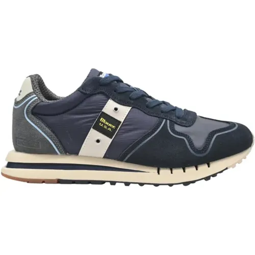 Navy Grey Sneakers , male, Sizes: 7 UK - Blauer - Modalova