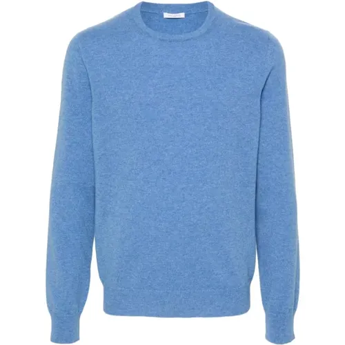 Kaschmir Rundhals Pullover Blau , Herren, Größe: L - Malo - Modalova