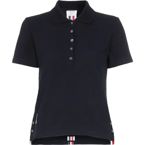 Navy Tri-stripe Polo Shirt , Damen, Größe: 2XS - Thom Browne - Modalova