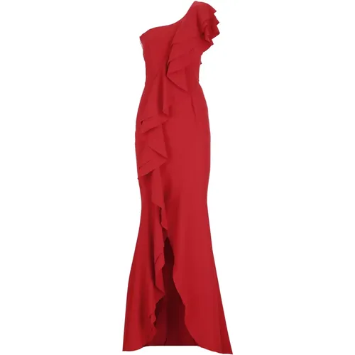Rotes Langes Kleid mit Rouches - Atelier Legora - Modalova