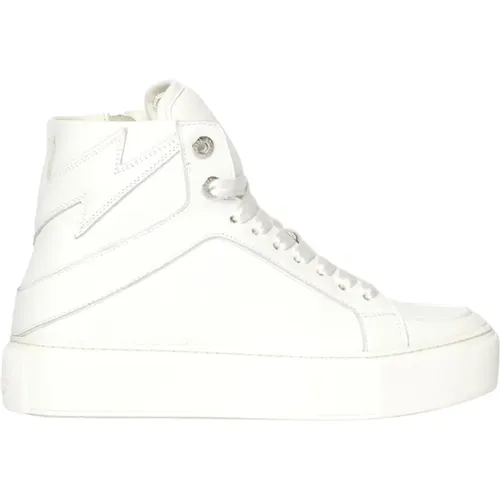 High Top Leather Sneakers with Lightning Patches , female, Sizes: 6 UK, 5 UK, 4 UK, 7 UK - Zadig & Voltaire - Modalova
