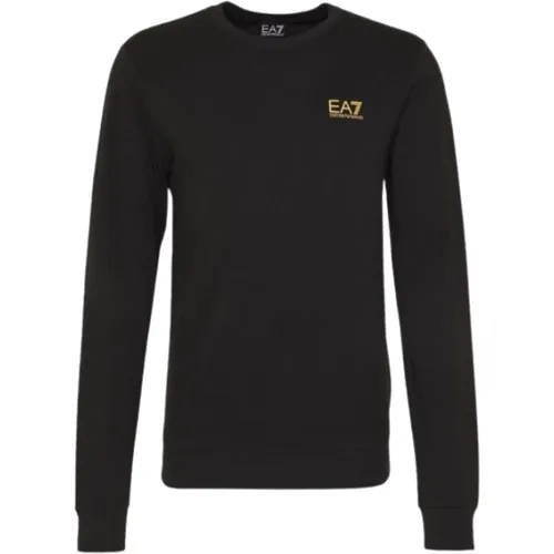 EA7 Core Identity Sweater Herren Schwarz/Gold , Herren, Größe: L - Emporio Armani - Modalova